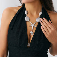 Thumbnail for Boho Chunky Pearl Conch Shell Starfish Charm Necklace - ArtGalleryZen