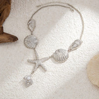 Thumbnail for Boho Chunky Pearl Conch Shell Starfish Charm Necklace - ArtGalleryZen