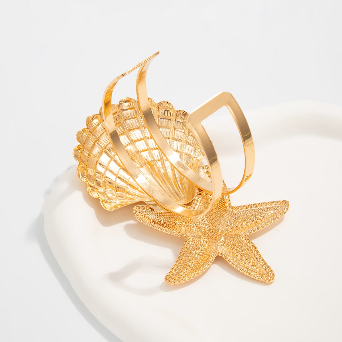 Boho Chunky Shell Starfish Arm Cuff - ArtGalleryZen
