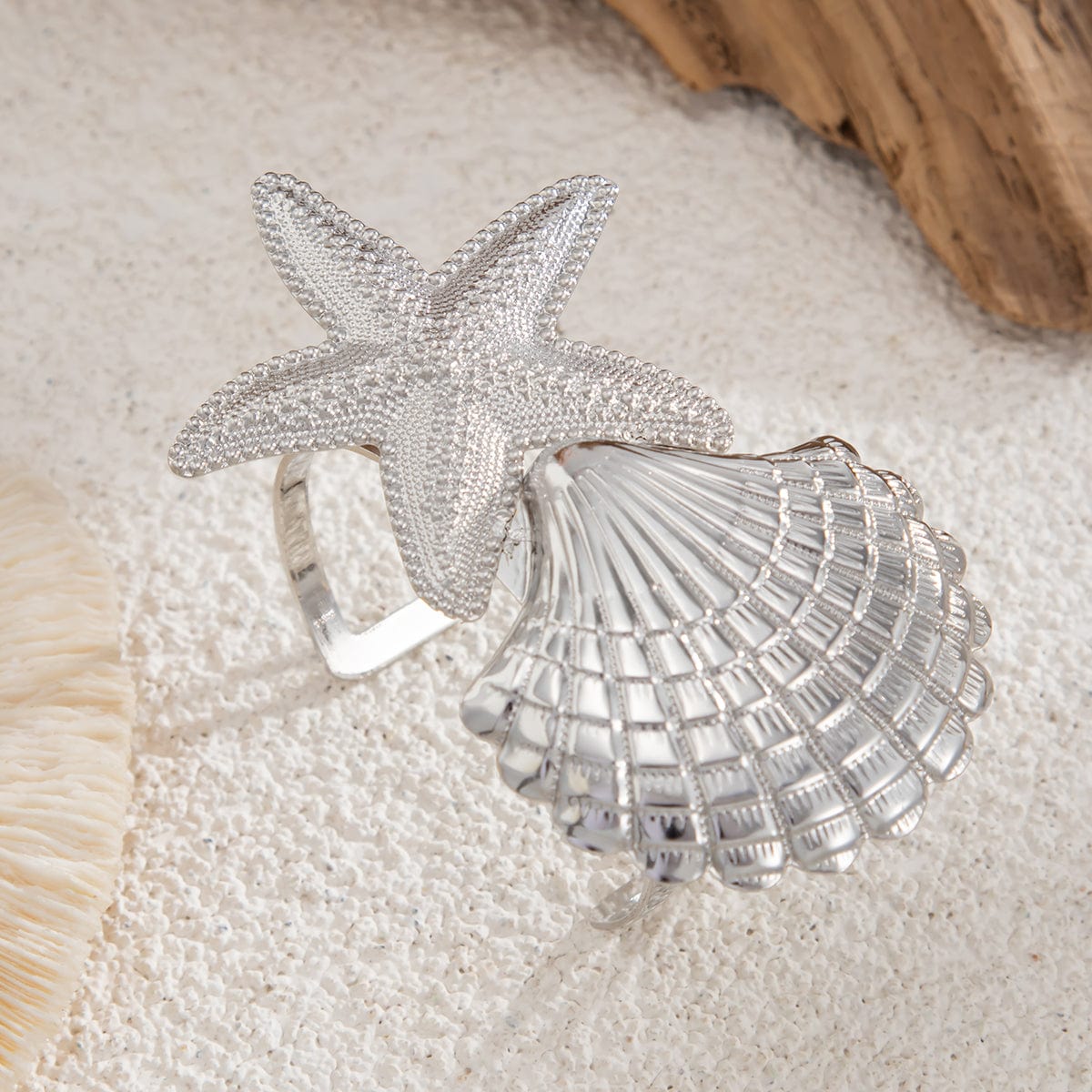 Boho Chunky Shell Starfish Arm Cuff - ArtGalleryZen