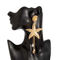Thumbnail for Boho Chunky Starfish Pearl Tassel Conch Earrings - ArtGalleryZen
