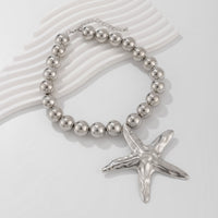 Thumbnail for Boho Chunky Starfish Pendant Pearl Chain Necklace - ArtGalleryZen