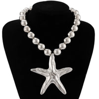 Thumbnail for Boho Chunky Starfish Pendant Pearl Chain Necklace