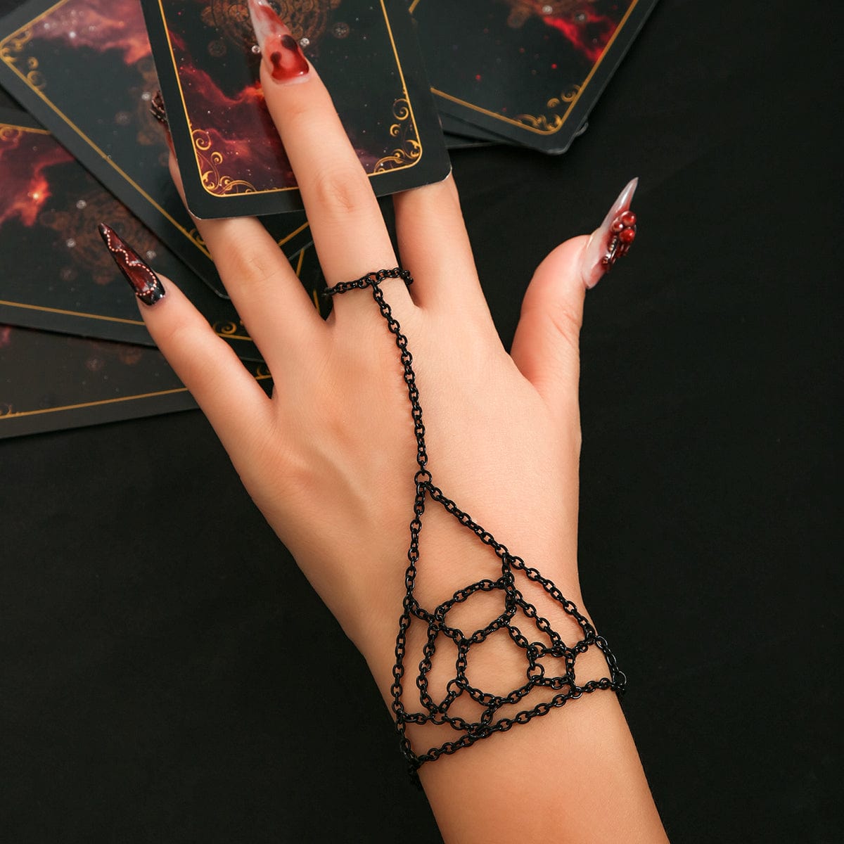 Boho Cobweb Finger Ring Chain Bracelet - ArtGalleryZen