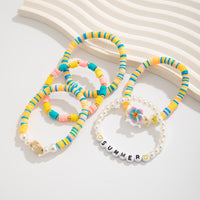 Thumbnail for Boho Colorful 5pcs Flower Turtle Pearl Beaded Bracelet Set