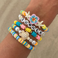 Thumbnail for Boho Colorful 5pcs Flower Turtle Pearl Beaded Bracelet Set