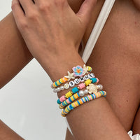 Thumbnail for Boho Colorful 5pcs Flower Turtle Pearl Beaded Bracelet Set