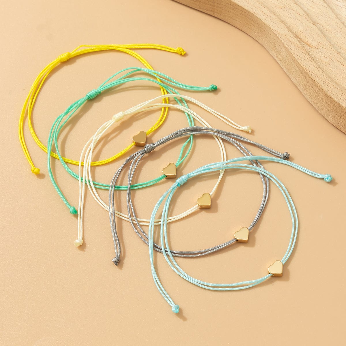 Boho Colorful Heart Jade Cord Stackable Bracelet Set - ArtGalleryZen