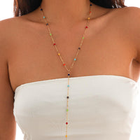Thumbnail for Boho Colorful Long Crystal Chain Y Necklace - ArtGalleryZen