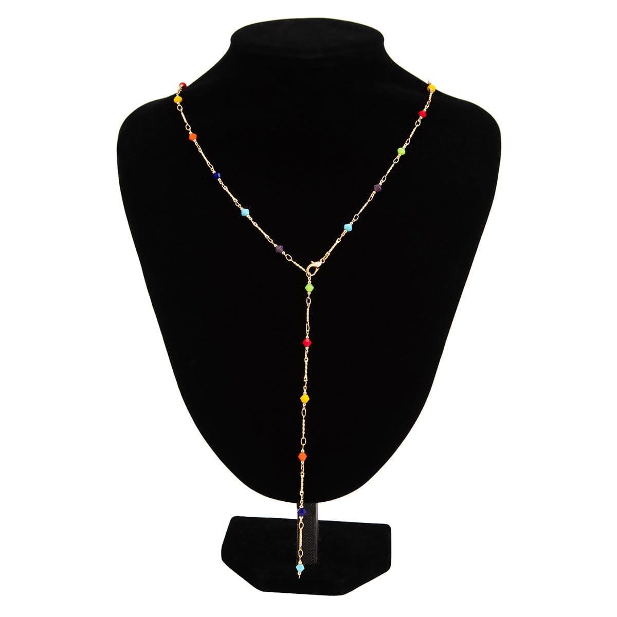 Boho Colorful Long Crystal Chain Y Necklace - ArtGalleryZen