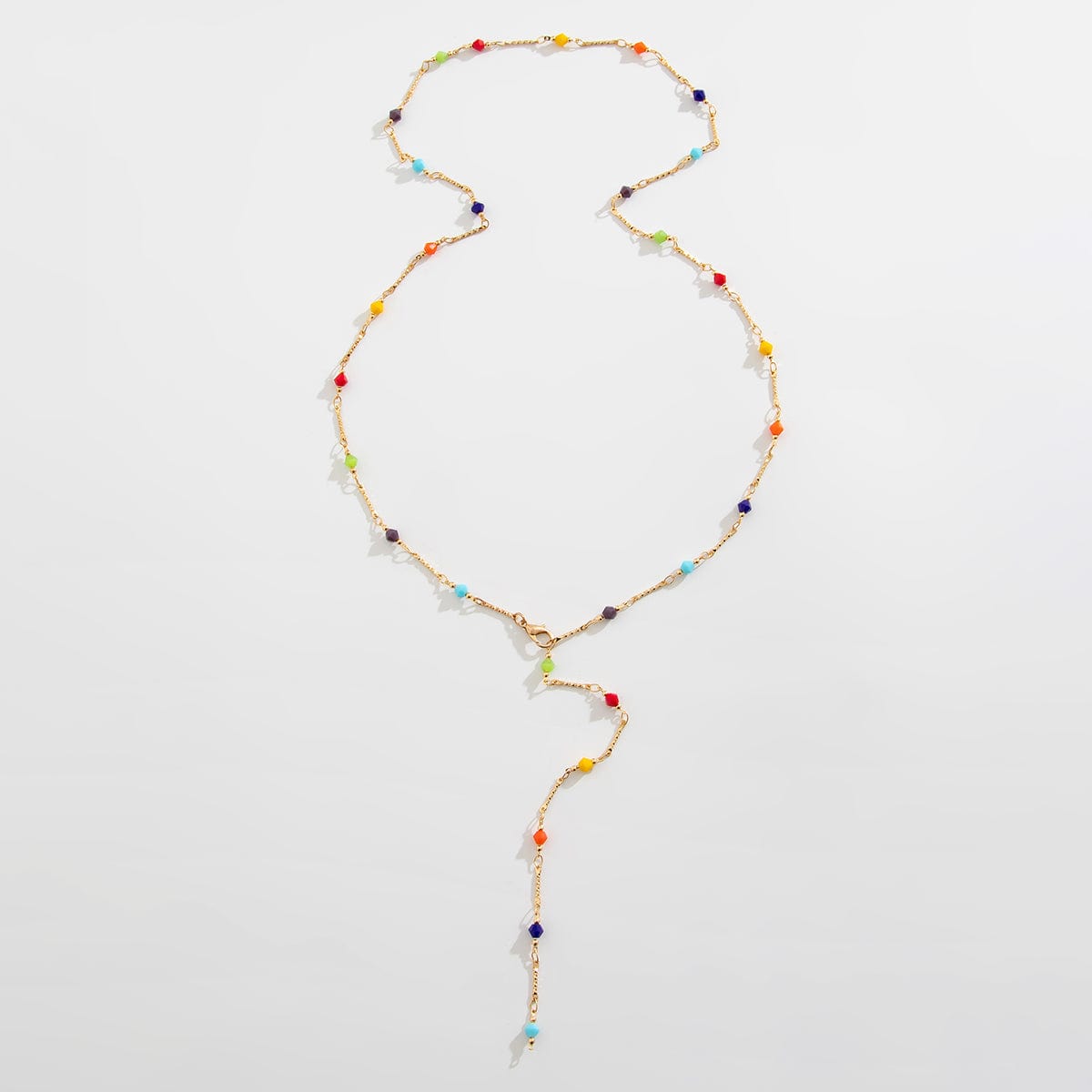 Boho Colorful Long Crystal Chain Y Necklace - ArtGalleryZen