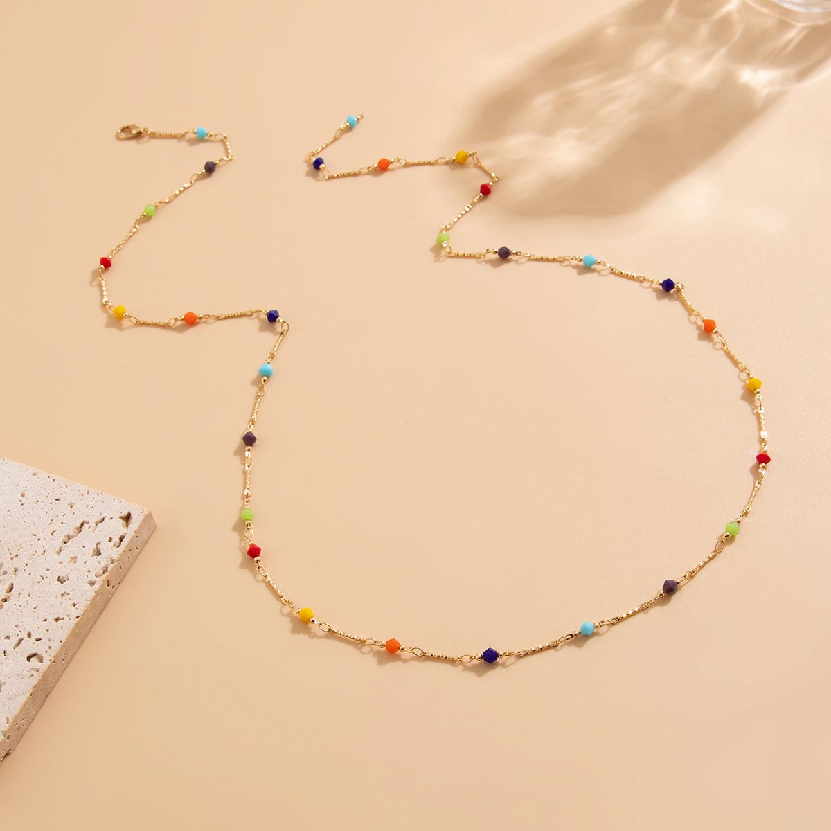 Boho Colorful Long Crystal Chain Y Necklace