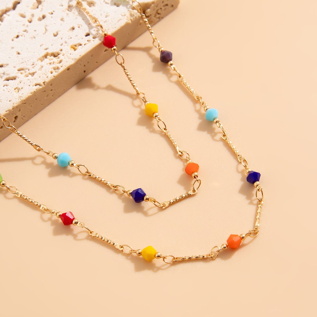 Boho Colorful Long Crystal Chain Y Necklace