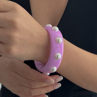 Thumbnail for Boho Colorful Pearl Resin Bangle Bracelet - ArtGalleryZen