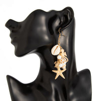 Thumbnail for Boho Conch Shell Starfish Pearl Dangle Earrings - ArtGalleryZen