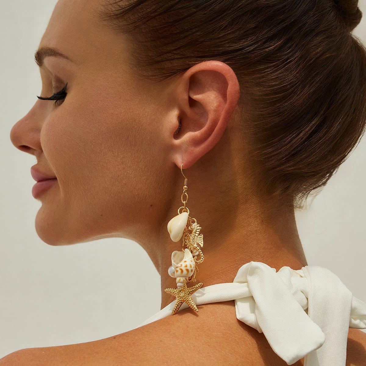 Boho Conch Shell Starfish Pearl Dangle Earrings - ArtGalleryZen