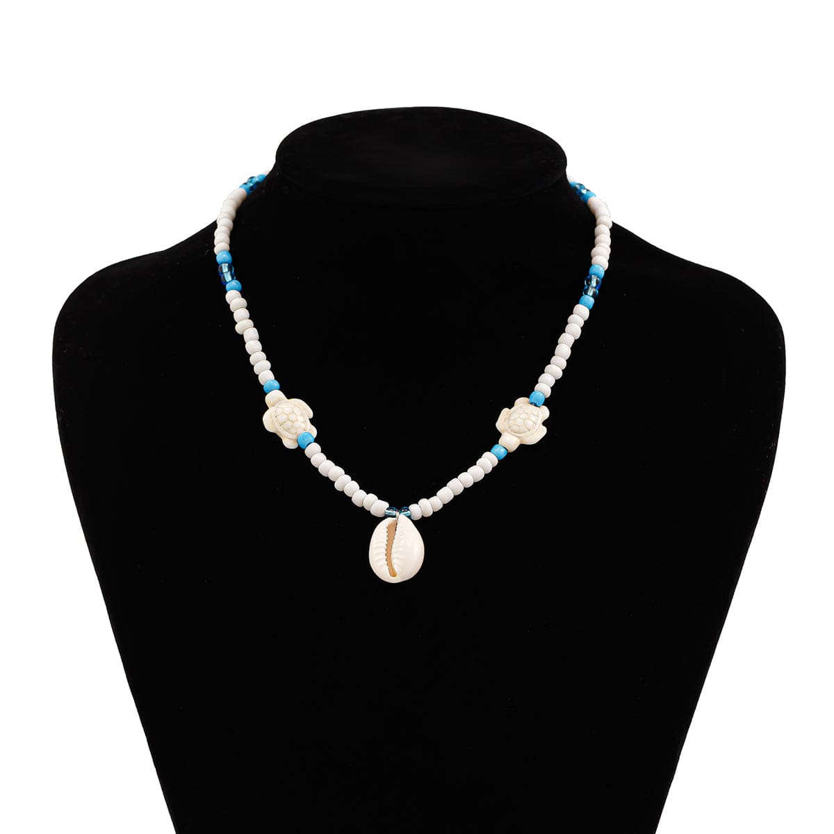 Boho Conch Starfish Turtle Charm Crystal Beaded Necklace - ArtGalleryZen