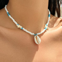 Thumbnail for Boho Conch Starfish Turtle Charm Crystal Beaded Necklace - ArtGalleryZen