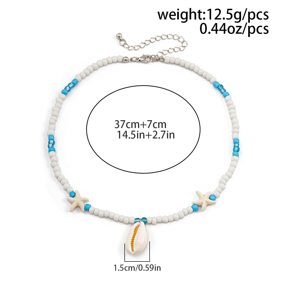 Boho Conch Starfish Turtle Charm Crystal Beaded Necklace - ArtGalleryZen