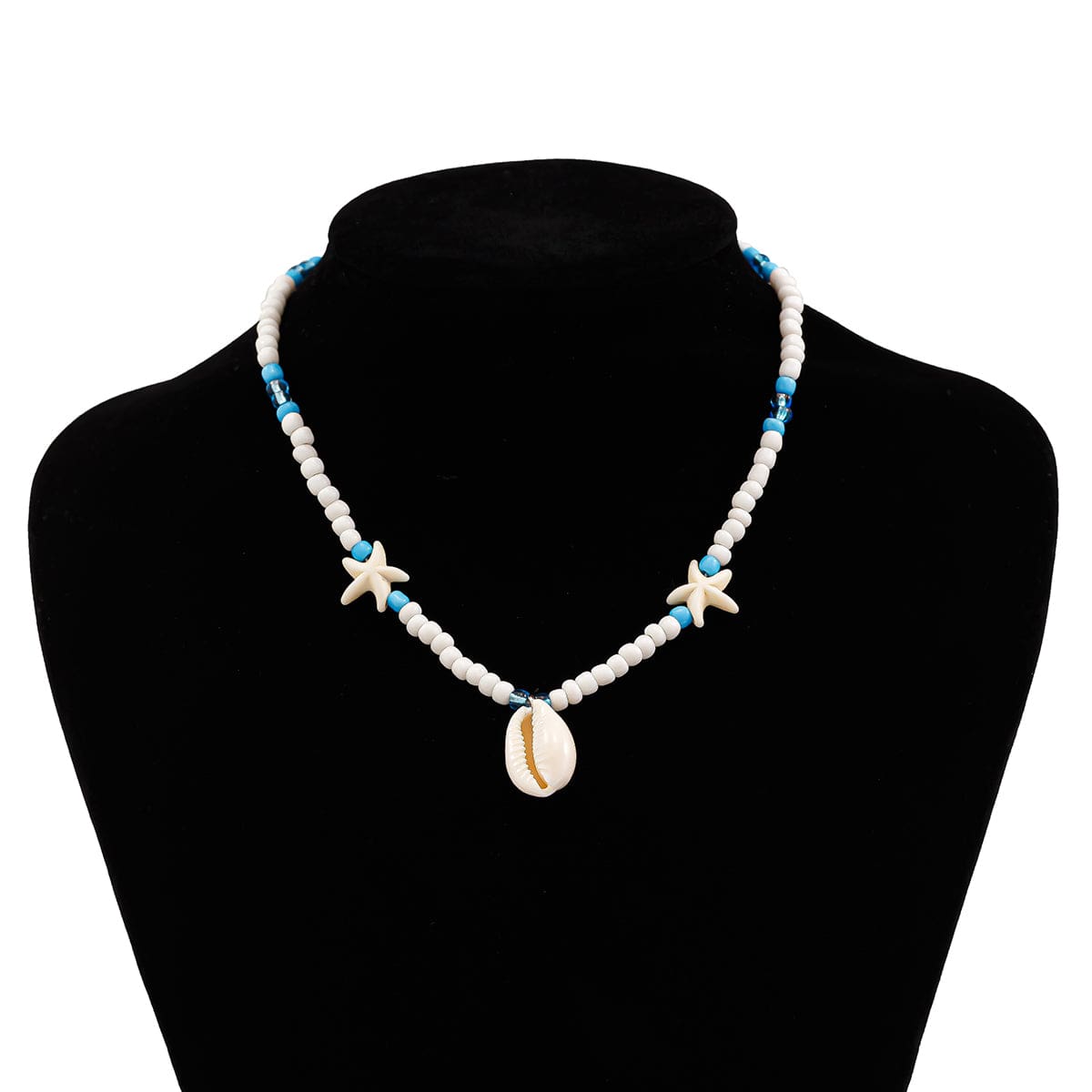 Boho Conch Starfish Turtle Charm Crystal Beaded Necklace - ArtGalleryZen