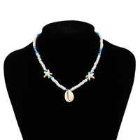 Thumbnail for Boho Conch Starfish Turtle Charm Crystal Beaded Necklace - ArtGalleryZen