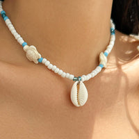 Thumbnail for Boho Conch Starfish Turtle Charm Crystal Beaded Necklace - ArtGalleryZen