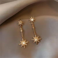 Thumbnail for Boho CZ Inlaid Polar Star Dangle Earrings - ArtGalleryZen