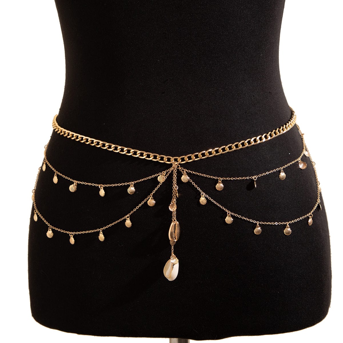 Boho Dainty Layered Conch Tassel Waist Chain