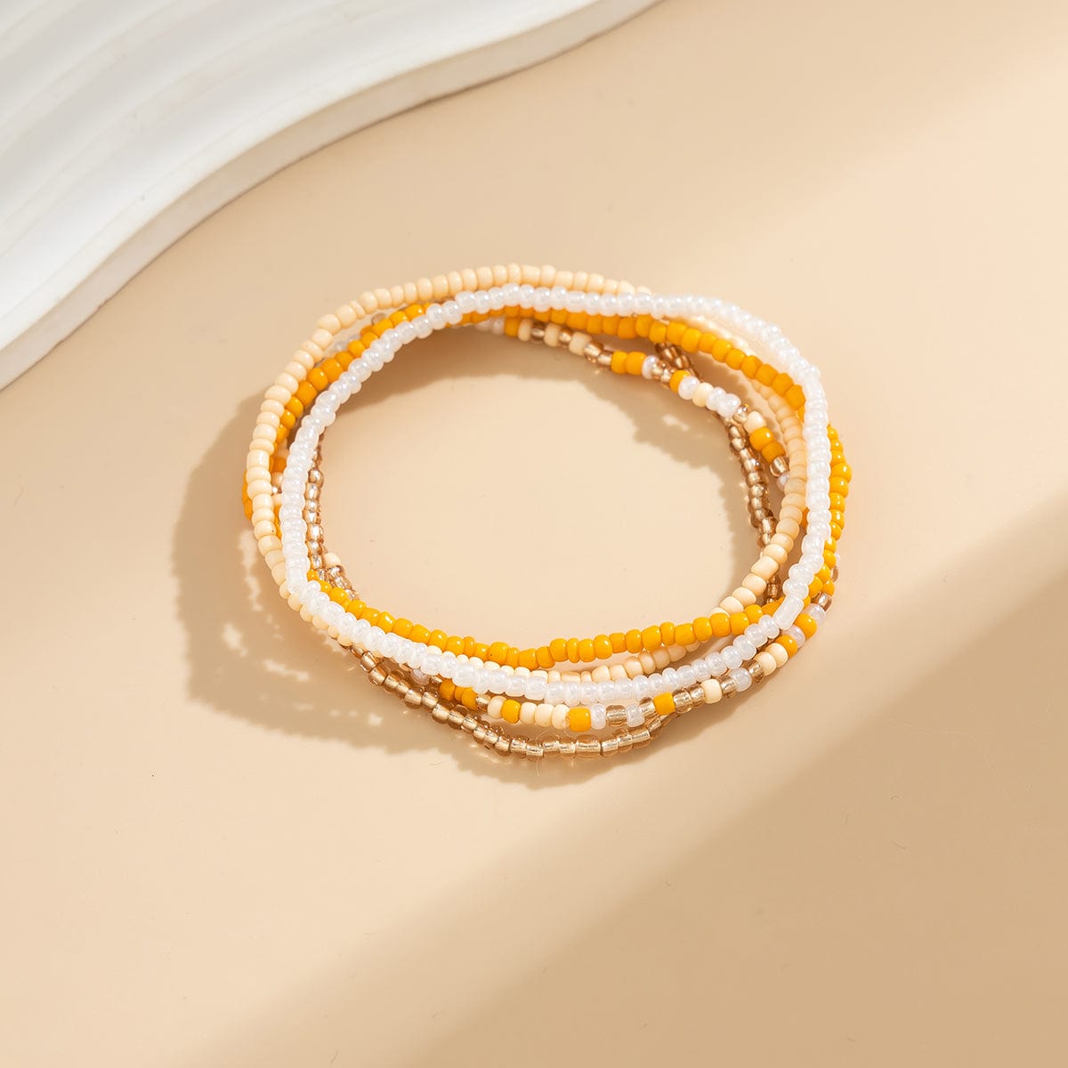 Boho Dainty Layered Crystal Seed Beaded Anklet Set - ArtGalleryZen