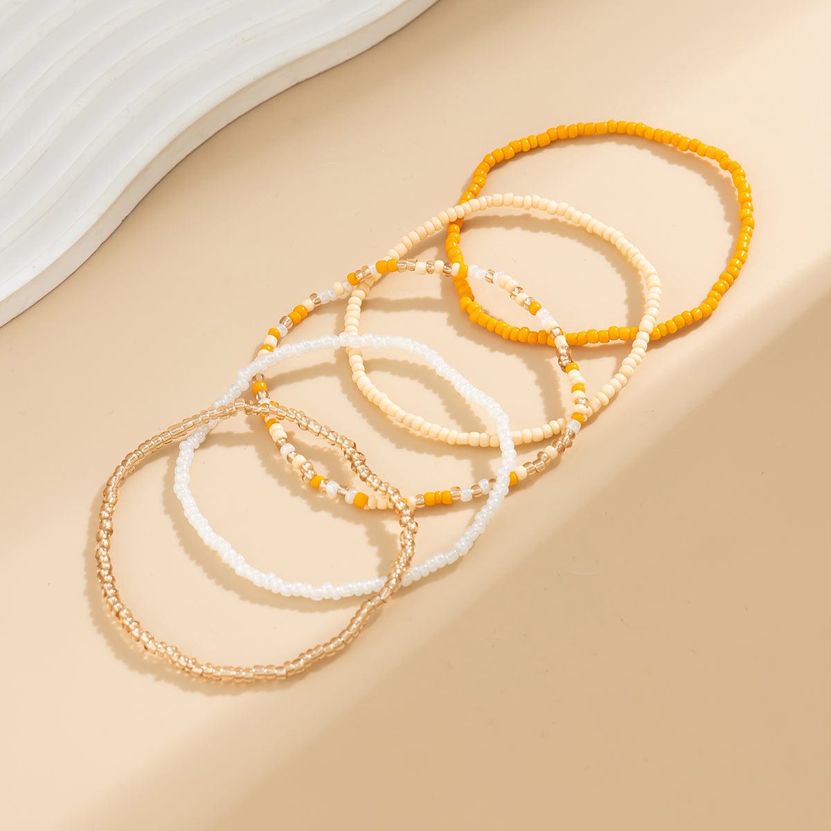 Boho Dainty Layered Crystal Seed Beaded Anklet Set - ArtGalleryZen