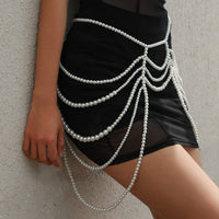 Thumbnail for Boho Dainty Layered Gold Silver Tone Pearl Waist Chain Body Chain - ArtGalleryZen