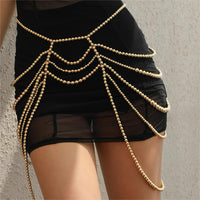 Thumbnail for Boho Dainty Layered Gold Silver Tone Pearl Waist Chain Body Chain