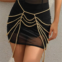 Thumbnail for Boho Dainty Layered Gold Silver Tone Pearl Waist Chain Body Chain