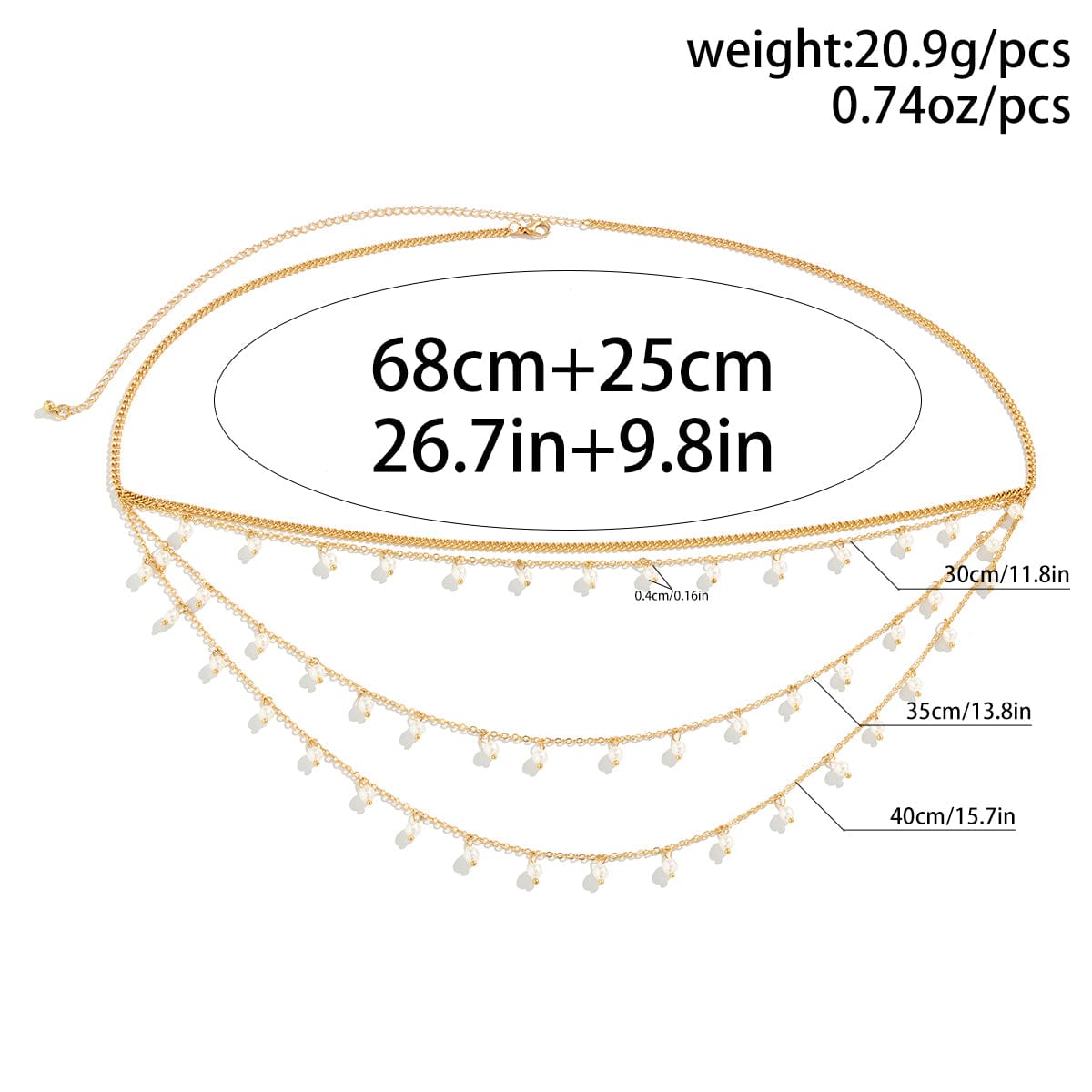 Boho Dainty Layered Pearl Tassel Waist Chain - ArtGalleryZen