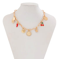 Thumbnail for Boho Enamel Cherry Sun Starfish Shell Pendant Necklace - ArtGalleryZen