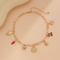 Thumbnail for Boho Enamel Cherry Sun Starfish Shell Pendant Necklace - ArtGalleryZen