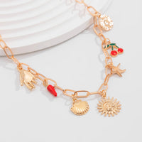 Thumbnail for Boho Enamel Cherry Sun Starfish Shell Pendant Necklace - ArtGalleryZen