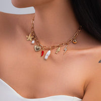 Thumbnail for Boho Enamel Chili Heart Irregular Pearl Pendant Necklace - ArtGalleryZen