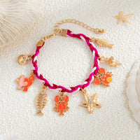 Thumbnail for Boho Enamel Crab Lobster Starfish Charm Braided String Bracelet - ArtGalleryZen