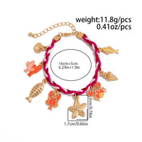 Thumbnail for Boho Enamel Crab Lobster Starfish Charm Braided String Bracelet - ArtGalleryZen