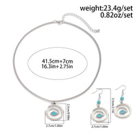 Thumbnail for Boho Enamel Spiral Round Pendant Turquoise Earrings Necklace Set