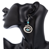 Thumbnail for Boho Enamel Spiral Round Pendant Turquoise Earrings Necklace Set