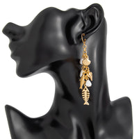 Thumbnail for Boho Fishbone Pearl Conch Shell Tassel Hoop Earrings - ArtGalleryZen