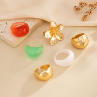 Thumbnail for Boho Flower Ring Set 6pcs - Chunky Gradient Resin Statement Rings - ArtGalleryZen