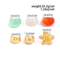 Thumbnail for Boho Flower Ring Set 6pcs - Chunky Gradient Resin Statement Rings - ArtGalleryZen