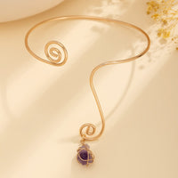 Thumbnail for Boho Geometric Turquoise Stone Charm Spiral Arm Cuff - ArtGalleryZen