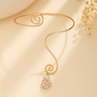 Thumbnail for Boho Geometric Turquoise Stone Charm Spiral Arm Cuff - ArtGalleryZen