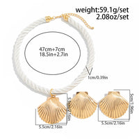 Thumbnail for Boho Gold Silver Plated Shell Pendant Necklace Earrings Set