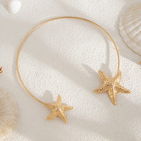 Thumbnail for Boho Gold Silver Plated Starfish Collar Necklace - ArtGalleryZen