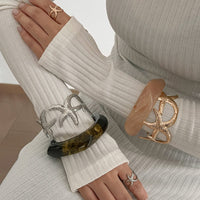 Thumbnail for Boho Gold Silver Plated Starfish Open Ring Bangle Bracelet Set